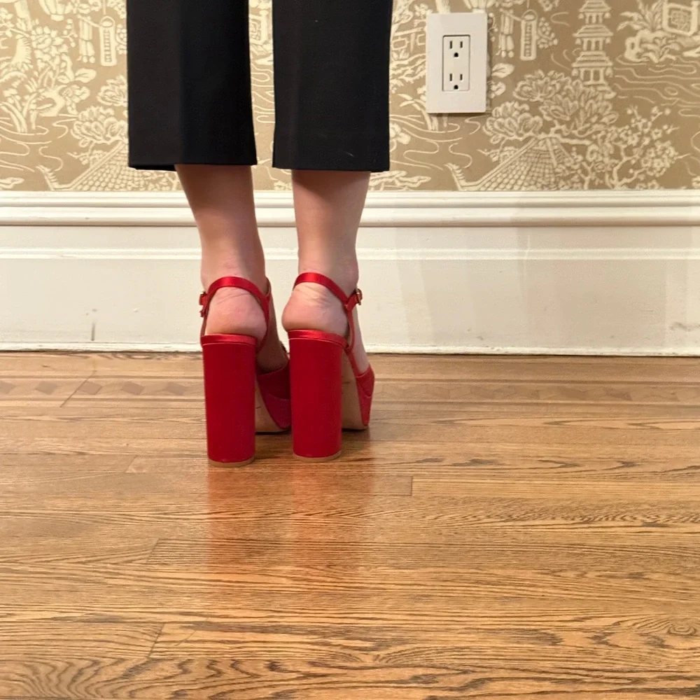 ANTONIO MELANI Red and Black Platform Heels - Picture 3 of 5